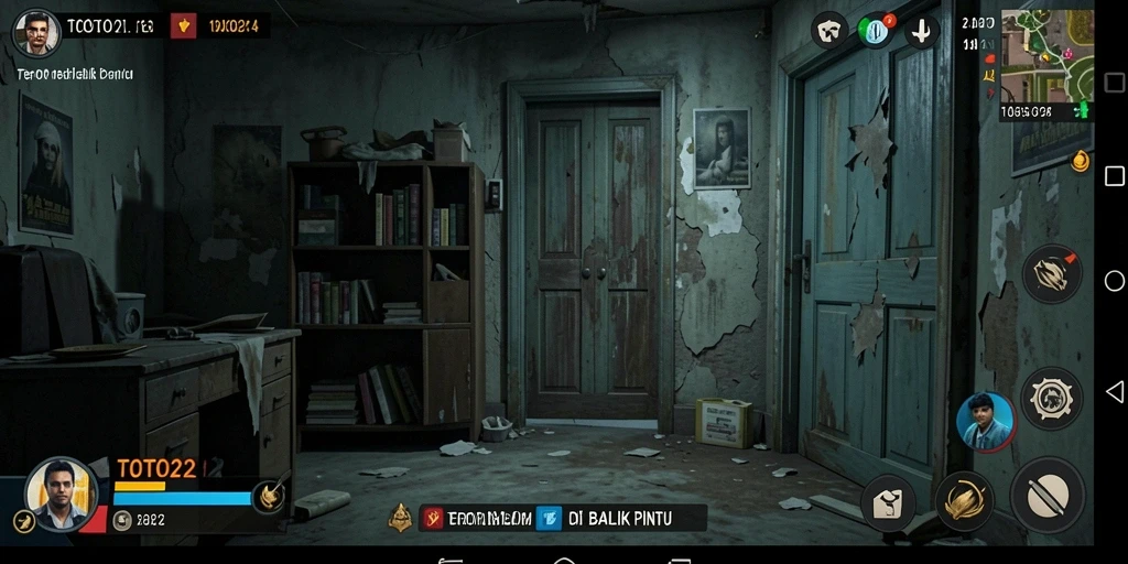 Tampilan gameplay menyeramkan TOTO22 dengan suasana gelap.