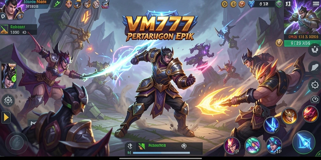Tangkapan layar menunjukkan aksi intens dalam gameplay MOBA.